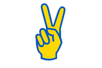 Fototapeta na wymiar Victory Zeichen in den Farben der Ukraine
