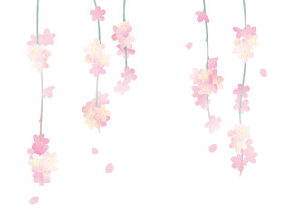 枝垂れ桜の背景イラスト