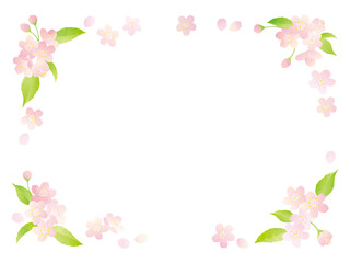 Obraz na płótnie Canvas 葉桜の水彩フレーム（長方形）