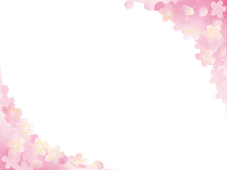 Fototapeta na wymiar ピンクの桜フレーム（上下）
