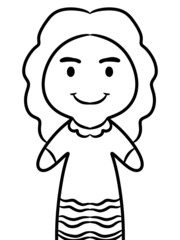 black and white of woman cartoon of coloring