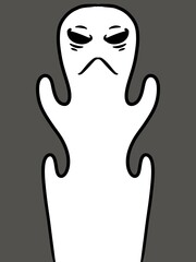 cute ghost cartoon on gray background