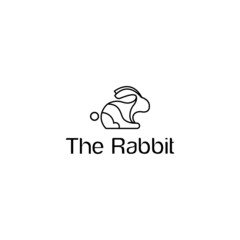 Rabbit logo line art design vector illustration template