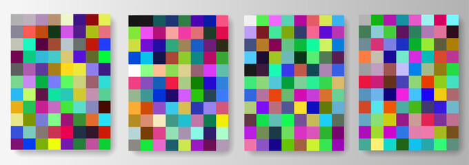 Collection set of backgrounds from colorful pixel squares
