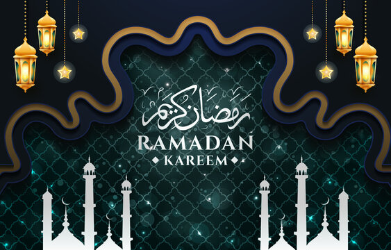  Abstract Ramadan Background With Black And Blue Colour