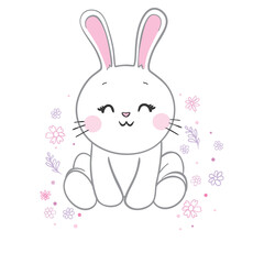 This is an illustration of a white rabbit greeting in the year of the rabbit 2023.