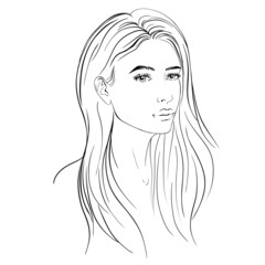 Illustration of business hairstyle with natural long hair. Hand-drawn idea for gretting card, poster, flyers, web, print for t-shirt.