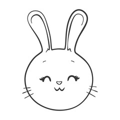 vector hand-drawn cute cartoon rabbit. print, sticker, logo, sketch, doodle. isolated on a white background.