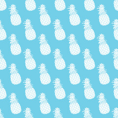 Fresh yellow pineapple vector repeat seamless pattern.