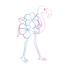 Continuous one single line art drawing of a flamingo bird