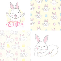 Set of easter cards and pattern. Holiday covers, posters, banners, greeting card