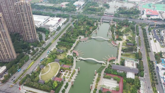 Aerial view of CBD of Foshan, China.