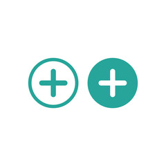 Obraz premium White cross in blue circle. Buttons set. Add or plus purchase pictogram. Good for web and mobile design.