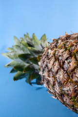 Pineapple on a blue background. close-up view