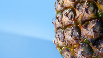 Pineapple on a blue background. close-up view