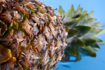 Pineapple on a blue background. close-up view