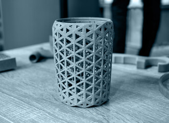 Art objects printed on 3d printer. Multi Jet Fusion MJF. Powder 3D printer printed...