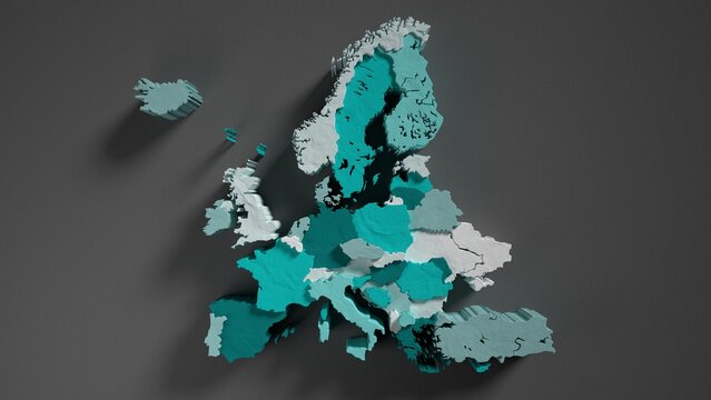 Europe map of 3d puzzles. European political countries. The European Union.