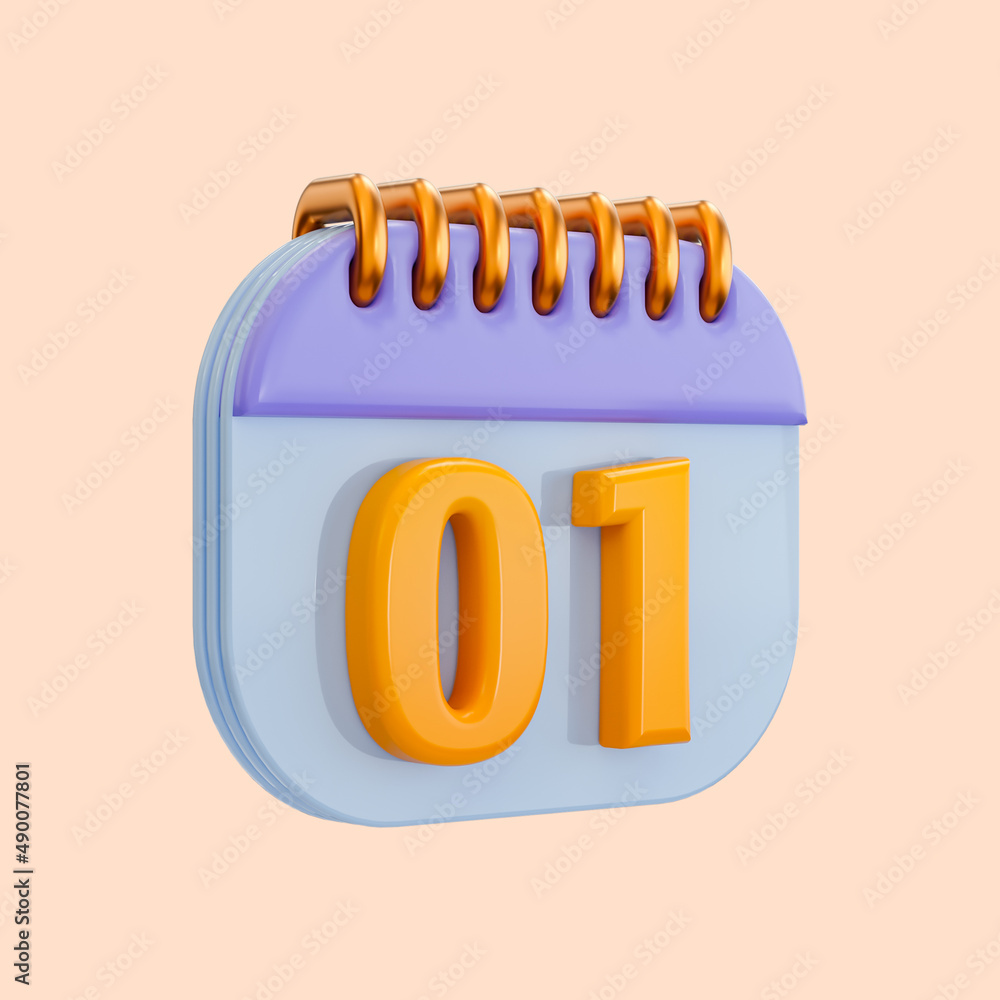 Poster calendar date icon 3d render concept for notifications page business planning events reminder