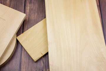 Boards wooden light close-up. Stack boards. Linden boards.