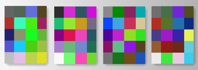Collection set of backgrounds from colorful pixel squares