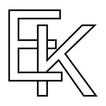 Logo sign ek ke icon, nft ek interlaced, letters e k
