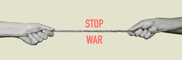 text stop war, web banner format