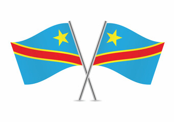 The Democratic Republic of the Congo
crossed flags. DR Congolese flags, isolated on white background. Vector icon set. Vector illustration.