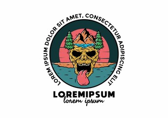 Vintage skull head of nature illustration