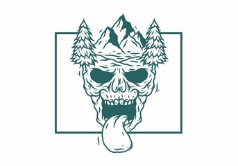 Vintage skull head of nature illustration