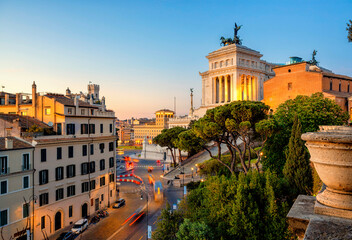 The streets of Rome in the evening, Italy. Rome architecture and landmark.