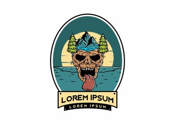 Vintage skull head of nature illustration