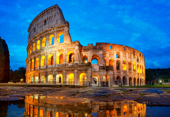 Colosseum morning in Rome, Italy. Colosseum is one of the main attractions of Rome. Coliseum is...