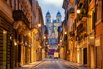 Piazza di Spagna in Rome, italy. Spanish steps in Rome, Italy in the morning. One of the most...