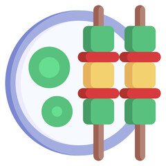 PANEER TIKKA flat icon,linear,outline,graphic,illustration