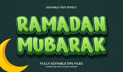 Ramadan mubarak 3d cartoon editable text effect
