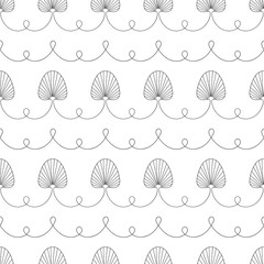 lotus leaf horizontal stripes vector seamless pattern. Tropical leaves sketch background