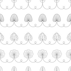 Palm leaf horizontal stripes vector seamless pattern. Tropical leaves flat botanical background