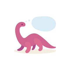 Dino. Cute dinosaur drawing illustration in cartoon style. Brontosaurus stylized simple graphic. Part of set.