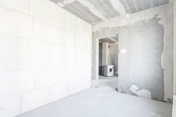 interior of the apartment without decoration in white colors