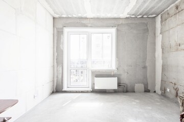 interior of the apartment without decoration in white colors