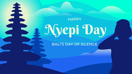 Naklejka premium Happy nyepi day bali's day of silence