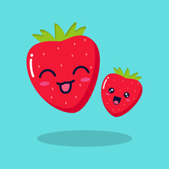 cute strawberry fruit character illustration