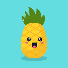 cute pineapple fruit character illustration