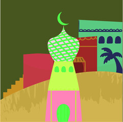 design vector doodle art illustrtion of ramadan