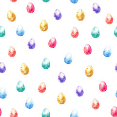 Hand drawn watercolor easter egg seamless pattern