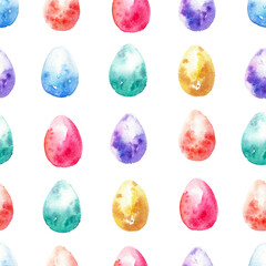 Hand drawn watercolor easter egg seamless pattern