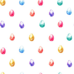 Hand drawn watercolor easter egg seamless pattern