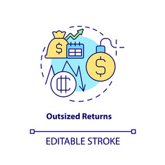 Outsized returns concept icon. Cryptocurrency biggest advantage abstract idea thin line illustration. Large profits. Isolated outline drawing. Editable stroke. Arial, Myriad Pro-Bold fonts used