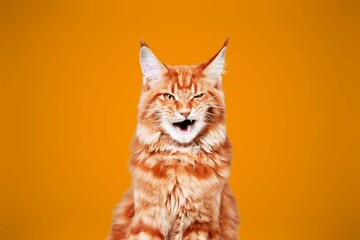 funny cat portrait looking shocked or surprised on background - obrazy, fototapety, plakaty